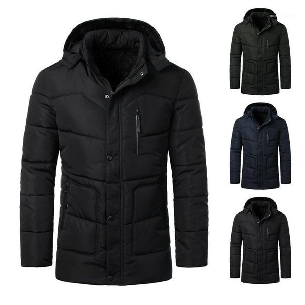 hooded casual warm cotton-padded jacket winter new style men brushed and thick solid color versatile mid-length cotton-padded cl1, Black
hooded casual warm cotton-padded jacket winter new style men brushed and thick solid color versatile mid-length cotton-padded cl1, Black