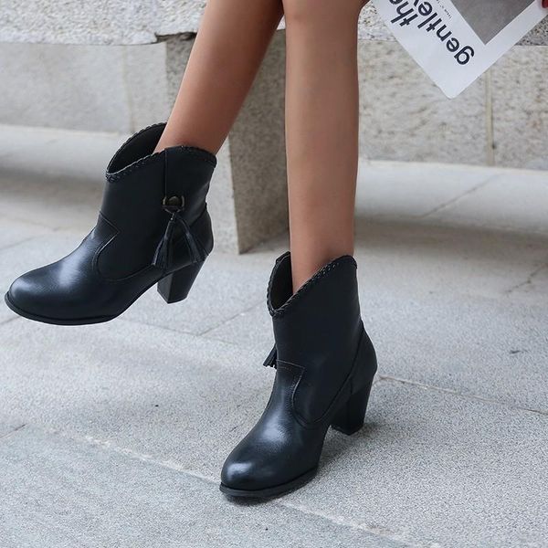 vintage women boots solid color fashion ankle boots casual ladies shoes high heels cowboy women chelasea plus size 35-43, Black
vintage women boots solid color fashion ankle boots casual ladies shoes high heels cowboy women chelasea plus size 35-43, Black
