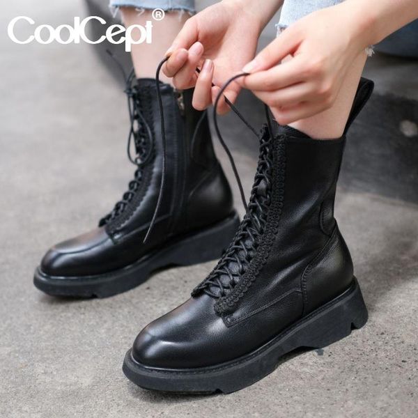 boots coolcept woman ankle genuine leather flat heel winter shoes cool short footwear size 34-39, Black
boots coolcept woman ankle genuine leather flat heel winter shoes cool short footwear size 34-39, Black