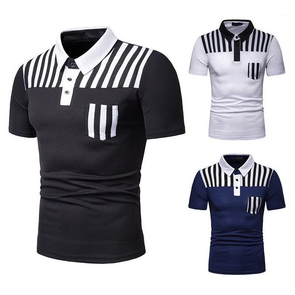 2020 new summer men's striped stitching european code short-sleeved polot shirt men clothes1, White;black
2020 new summer men's striped stitching european code short-sleeved polot shirt men clothes1, White;black
