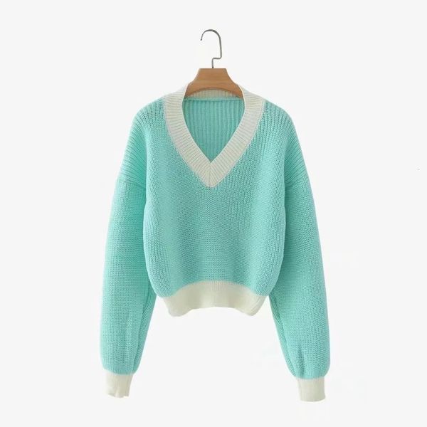 2021 new european and american pullover v-neck short sweater women's autumn winter loose lazy wind color contrast t-shirt 4i9j, Black;white
2021 new european and american pullover v-neck short sweater women's autumn winter loose lazy wind color contrast t-shirt 4i9j, Black;white