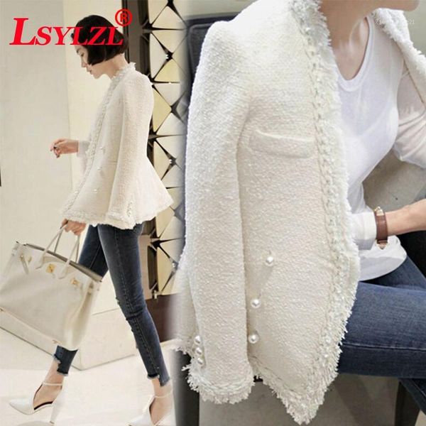 women's wool & blends 2021 brand lady winter pearls tassels woolen jacket coat women vintage casaco femme warm tweed elegant overcoatq2, Black
women's wool & blends 2021 brand lady winter pearls tassels woolen jacket coat women vintage casaco femme warm tweed elegant overcoatq2, Black