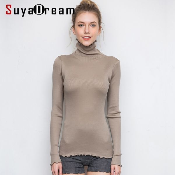 suyadream women solid turtleneck pullovers 80%silk 20%cotton slim fit rib sweaters autumn winter bottoming knit wear 201119, White;black
suyadream women solid turtleneck pullovers 80%silk 20%cotton slim fit rib sweaters autumn winter bottoming knit wear 201119, White;black