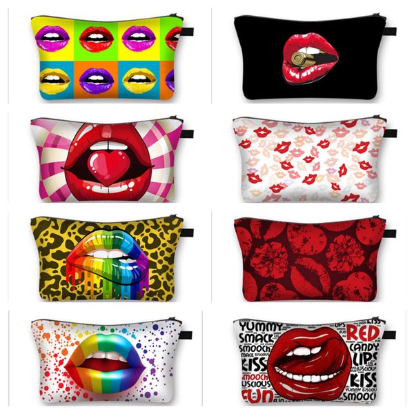18 design women lip printed cosmetic bag fashion ladies girls travel makeup handbags multifunction zipper storage purse totes e123003, Black
18 design women lip printed cosmetic bag fashion ladies girls travel makeup handbags multifunction zipper storage purse totes e123003, Black