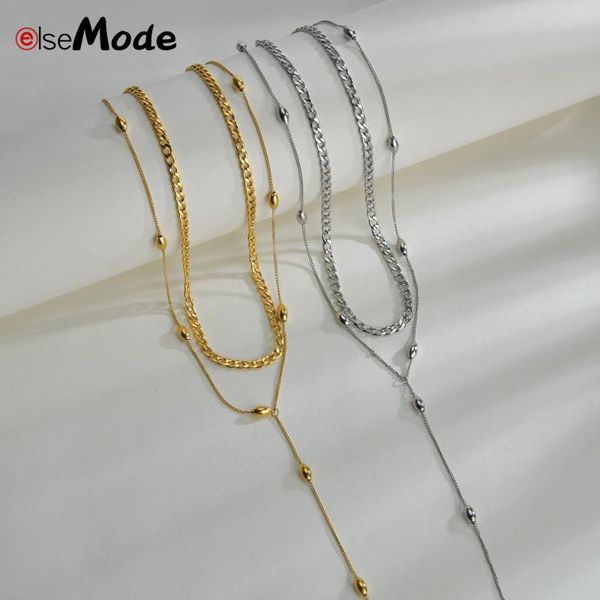 chains elsemode multi layer beads y-shaped choker necklace for women gold color clavicle neck stainless steel, Silver
chains elsemode multi layer beads y-shaped choker necklace for women gold color clavicle neck stainless steel, Silver