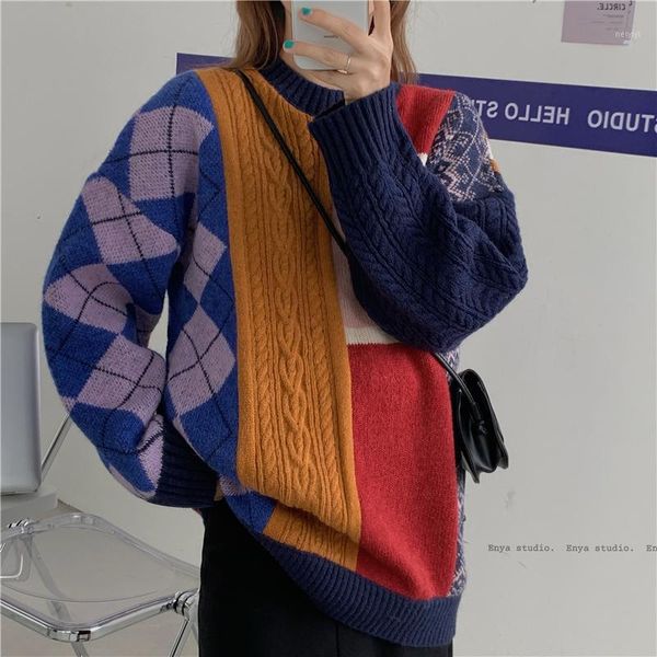 women's sweaters autumn winter vintage women knitted korean chic argyle o-neck pullovers office lady sweet knitwear loose outwear1, White;black
women's sweaters autumn winter vintage women knitted korean chic argyle o-neck pullovers office lady sweet knitwear loose outwear1, White;black