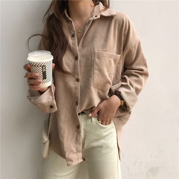 vintage corduroy jackets women winter autumn coats plus size single-breasted harajuku overcoats jackets loose solid outerwear 201026, Black;brown
vintage corduroy jackets women winter autumn coats plus size single-breasted harajuku overcoats jackets loose solid outerwear 201026, Black;brown