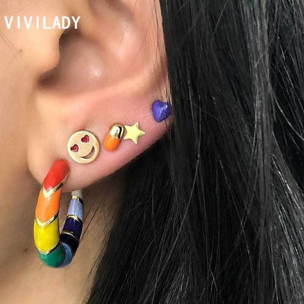 stud vivilady bohemian 5pcs/set alloy drop glaze colorful women earrings heart moon circle trendy christmas girl jewelry bijoux, Golden;silver
stud vivilady bohemian 5pcs/set alloy drop glaze colorful women earrings heart moon circle trendy christmas girl jewelry bijoux, Golden;silver