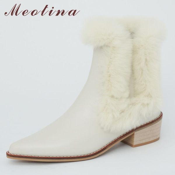 boots meotina real leather mid heel short women plush warm fur snow shoes pointed toe chunky heels zip ankle 33-40, Black
boots meotina real leather mid heel short women plush warm fur snow shoes pointed toe chunky heels zip ankle 33-40, Black
