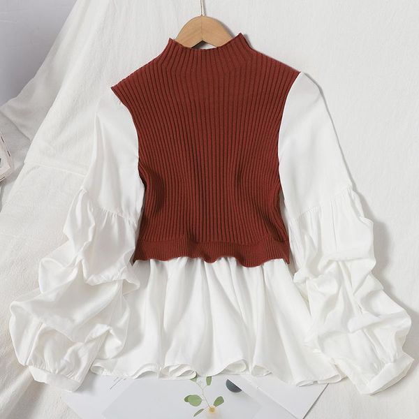 women's blouse spring autumn korean style vintage patchwork knit blouse shirt latern sleeve casual pullovers blusas 2021 5a040, White
women's blouse spring autumn korean style vintage patchwork knit blouse shirt latern sleeve casual pullovers blusas 2021 5a040, White