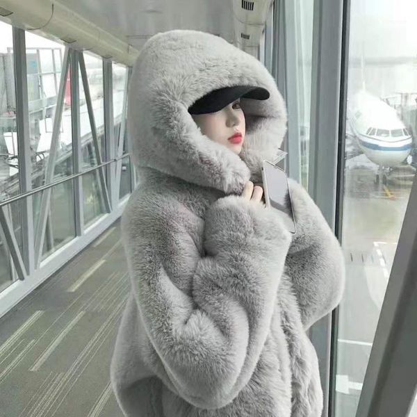 women 2021 winter new fashion loose faux fur coats female fake rex hooded jackets ladies mid-long thick warm outwear q5491, Black
women 2021 winter new fashion loose faux fur coats female fake rex hooded jackets ladies mid-long thick warm outwear q5491, Black