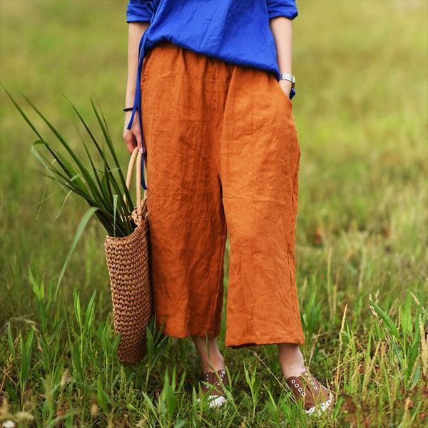 2020 spring women linen wide leg pants elastic waist loose new pockets plus size women orange gray vintage trouser, Black;white
2020 spring women linen wide leg pants elastic waist loose new pockets plus size women orange gray vintage trouser, Black;white