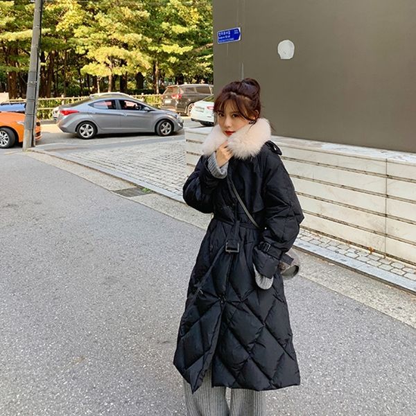 fitaylor winter women real fur collar hooded long down coat double breasted 90% white duck down parka windebreaker with belt 201023, Black
fitaylor winter women real fur collar hooded long down coat double breasted 90% white duck down parka windebreaker with belt 201023, Black