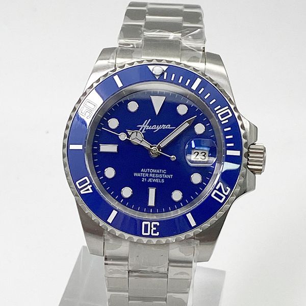 luxury sapphire glass 40mm blue dial men's watch ceramic single direction porcelain ring automatic movement blue luminous watch, Slivery;brown
luxury sapphire glass 40mm blue dial men's watch ceramic single direction porcelain ring automatic movement blue luminous watch, Slivery;brown