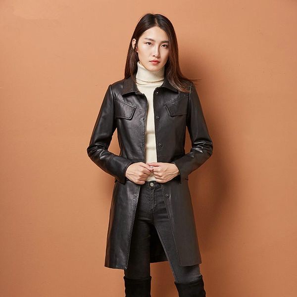 genuine sheepskin coats 2020 spring autumn real leather jacket for women long slim jackets trench coat female zyz0631a, Black
genuine sheepskin coats 2020 spring autumn real leather jacket for women long slim jackets trench coat female zyz0631a, Black