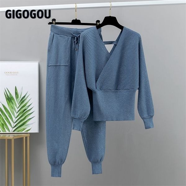 gigogou bling 2 piece sweater tracksuits women harrem pants + double v neck pullover set autumn winter knitted clothing 220315, White
gigogou bling 2 piece sweater tracksuits women harrem pants + double v neck pullover set autumn winter knitted clothing 220315, White