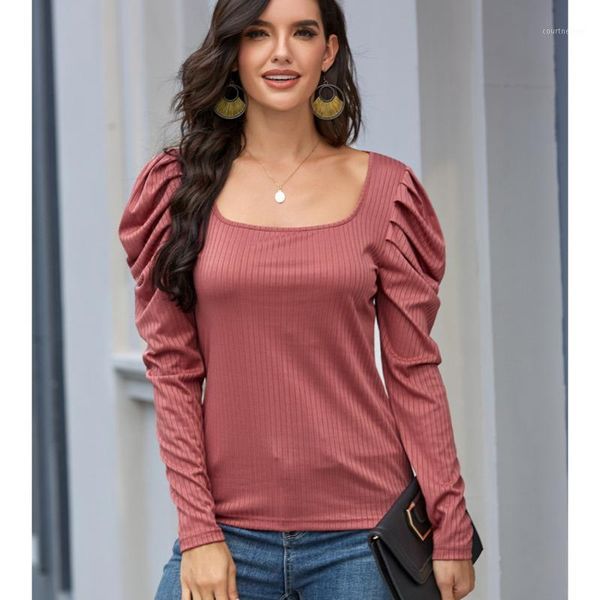 women's solid elegant blouse office ladies vogue kintted shirt 2020 autumn new square collar bubble sleeve blouses1, White
women's solid elegant blouse office ladies vogue kintted shirt 2020 autumn new square collar bubble sleeve blouses1, White