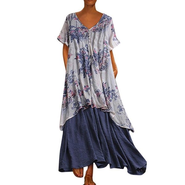 sagace women's large size bohemian v-neck vintage floral print short sleeve linen long dress elegant beach dress, Black;gray
sagace women's large size bohemian v-neck vintage floral print short sleeve linen long dress elegant beach dress, Black;gray