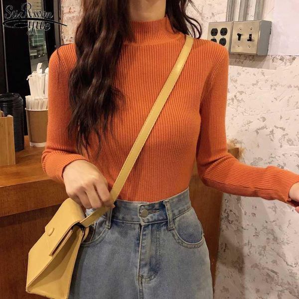 sweater autumn and winter new long sleeve pullover solid women half turtleneck korean clothes sweet slim women's knitwear 107611, White;black
sweater autumn and winter new long sleeve pullover solid women half turtleneck korean clothes sweet slim women's knitwear 107611, White;black
