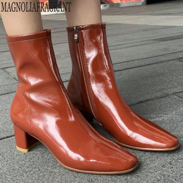 boots women leather fashion square head middle heel women's side zipper autumn and winter booties ladies y295, Black
boots women leather fashion square head middle heel women's side zipper autumn and winter booties ladies y295, Black
