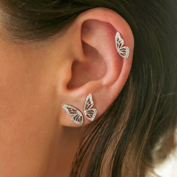 zircon butterfly earrings for women's creative personality 925 sterling silver needle plated 18k gold earrings, Golden
zircon butterfly earrings for women's creative personality 925 sterling silver needle plated 18k gold earrings, Golden