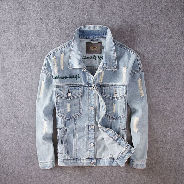 2021 new spring autumn fashion denim jackets men embroidery designer ripped chaqueta retro blue jaqueta masculino ufkq, Black;brown
2021 new spring autumn fashion denim jackets men embroidery designer ripped chaqueta retro blue jaqueta masculino ufkq, Black;brown