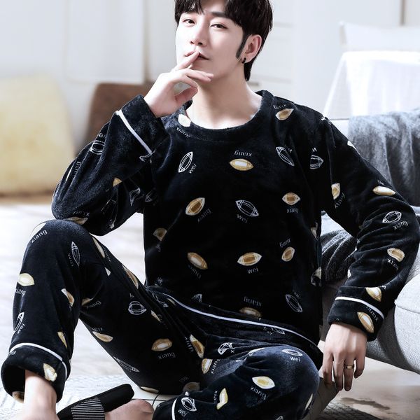 men's pajamas set winter thicken warm sleepwear cartoon plus velvet home clothes o-neck long sleeve sleep trousers two pcs lj201112, Black;brown
men's pajamas set winter thicken warm sleepwear cartoon plus velvet home clothes o-neck long sleeve sleep trousers two pcs lj201112, Black;brown