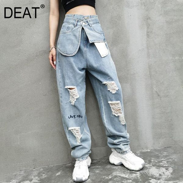 deat 2021 new spring and summer fashion casual jeans high waist hole light blue straight pants korean wide leg pants women sh590
deat 2021 new spring and summer fashion casual jeans high waist hole light blue straight pants korean wide leg pants women sh590