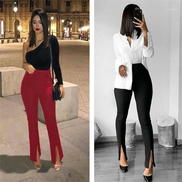 women skinny fit stretchy flare pants women solid high waist push up bottoms office lady ankle length slits trousers1, Black;white
women skinny fit stretchy flare pants women solid high waist push up bottoms office lady ankle length slits trousers1, Black;white