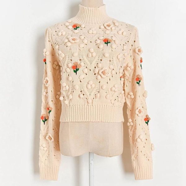 2020 winter new sweater women half high collar hollow three-dimensional hair ball flowers sweater fashion knit pullover1, White;black
2020 winter new sweater women half high collar hollow three-dimensional hair ball flowers sweater fashion knit pullover1, White;black