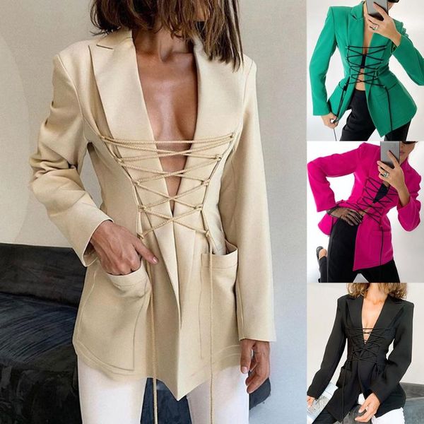 women's bandage coat 2020 autumn and winter women's long-sleeved tie mid-length casual fashion temperament small suit, Black;brown
women's bandage coat 2020 autumn and winter women's long-sleeved tie mid-length casual fashion temperament small suit, Black;brown