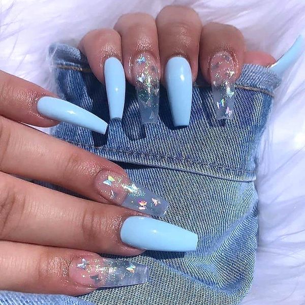 24pcs fake long fingernail sky blue powder laser butterfly manicure patch wearable full cover fake nail tips for girls, Red;gold
24pcs fake long fingernail sky blue powder laser butterfly manicure patch wearable full cover fake nail tips for girls, Red;gold
