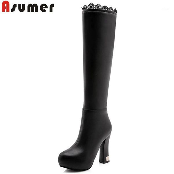 boots asumer black white fashion autumn winter zip knee high round toe platform thick heels ladies big size1
boots asumer black white fashion autumn winter zip knee high round toe platform thick heels ladies big size1