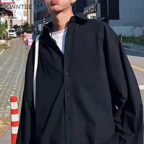 men shirts summer spring long sleeves solid loose chic shirt all match korean style ulzzang students male street wear trendy top, White;black
men shirts summer spring long sleeves solid loose chic shirt all match korean style ulzzang students male street wear trendy top, White;black