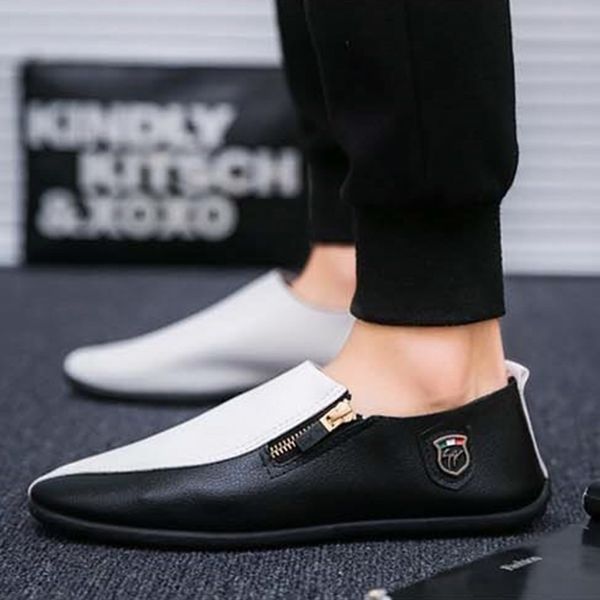 2019 spring breathable peas shoes men flat slip-on wearable korean casual shoes lazy shoes fashion two-tone with zip footwear, Black
2019 spring breathable peas shoes men flat slip-on wearable korean casual shoes lazy shoes fashion two-tone with zip footwear, Black