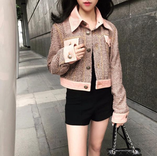 pink blue tweed jacket 2020 autumn women's jacket new long-sleeved hit color ribbon metal buckle tweed jackets1, Black;brown
pink blue tweed jacket 2020 autumn women's jacket new long-sleeved hit color ribbon metal buckle tweed jackets1, Black;brown