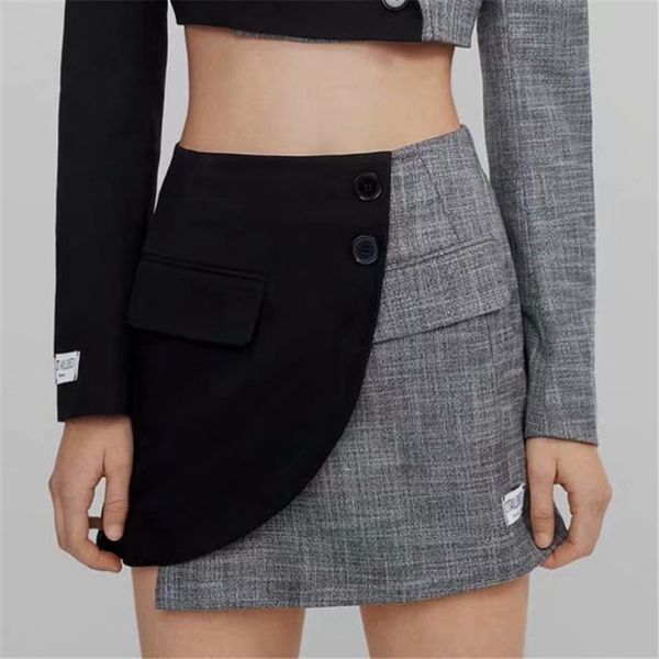 2021 new elegant women high waist mini fashion ladies pocket patchwork skirt streetwear female chic button asymmetric skirts xk3p, Black
2021 new elegant women high waist mini fashion ladies pocket patchwork skirt streetwear female chic button asymmetric skirts xk3p, Black