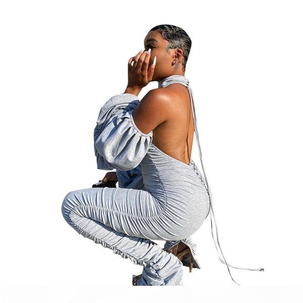 nightclub wear women solid two piece sets lady's o-neck lace-up backless draped sleeve high waist stacked pants sets, White
nightclub wear women solid two piece sets lady's o-neck lace-up backless draped sleeve high waist stacked pants sets, White