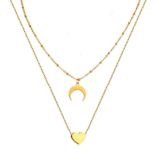 chokers fashion retro moon heart pendant multilayer gold color stainless steel necklace party charm jewelry accessories for women1, Golden;silver
chokers fashion retro moon heart pendant multilayer gold color stainless steel necklace party charm jewelry accessories for women1, Golden;silver
