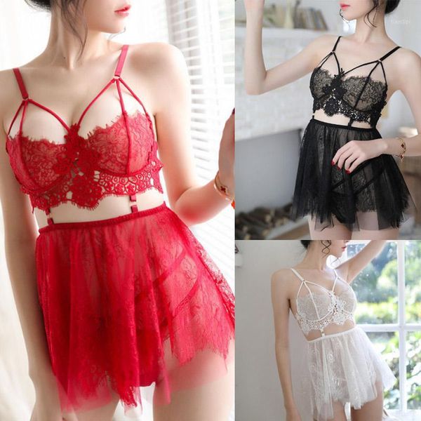 popular lingerie female flower lace perspective sling sleepwear net yarn eyelash lace mini skirt underwear 1 set1, Red;black
popular lingerie female flower lace perspective sling sleepwear net yarn eyelash lace mini skirt underwear 1 set1, Red;black