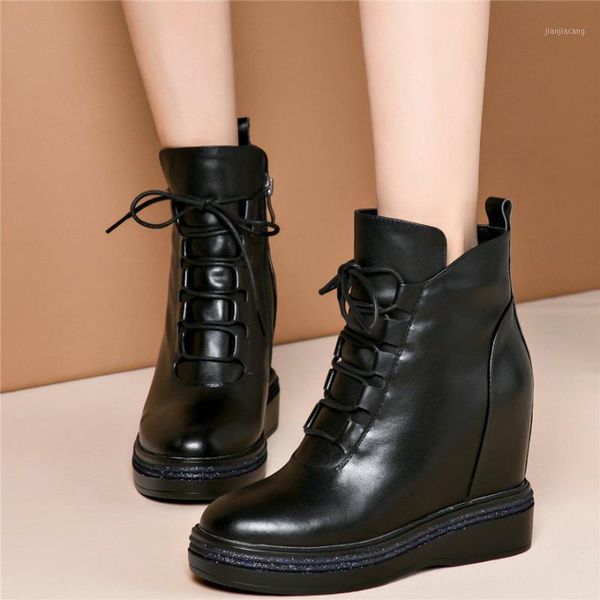 punk trainers women lace up genuine leather platform wedges high heel pumps shoes female round toe fashion sneakers casual shoes1, Black
punk trainers women lace up genuine leather platform wedges high heel pumps shoes female round toe fashion sneakers casual shoes1, Black