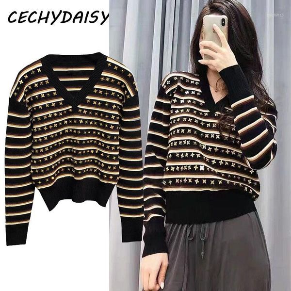 sweater women 2020 autumn v neck long sleeve striped sequined casual pullover luxury knitwear zaful ropa mujer suéteres1, White;black
sweater women 2020 autumn v neck long sleeve striped sequined casual pullover luxury knitwear zaful ropa mujer suéteres1, White;black