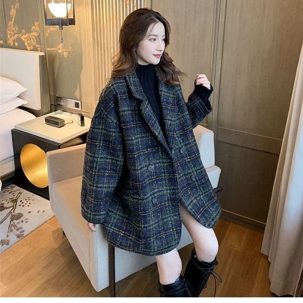 winter korean overcoat women 2020 vintage woolen loose coats female double breasted turn-down collar overcoat, Tan;black
winter korean overcoat women 2020 vintage woolen loose coats female double breasted turn-down collar overcoat, Tan;black