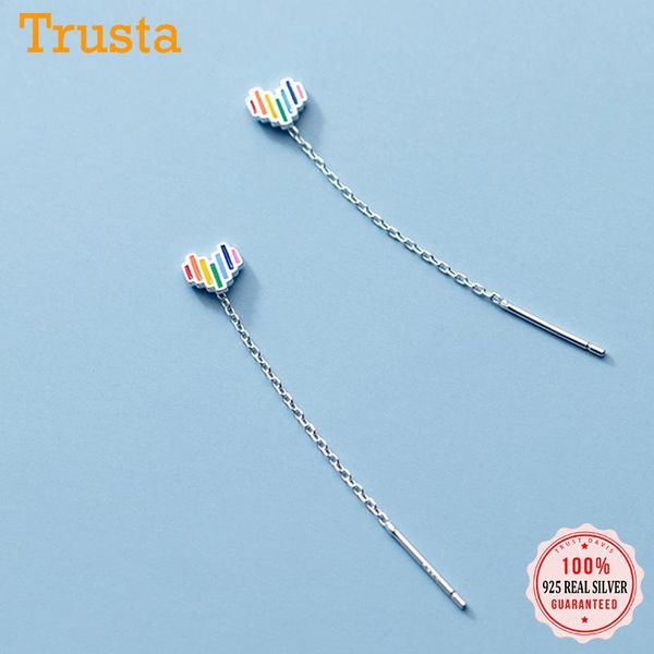 trustdavis real 925 sterling silver fashion colour glaze love heart chain charm earrings for women party fine jewelry ds1161
trustdavis real 925 sterling silver fashion colour glaze love heart chain charm earrings for women party fine jewelry ds1161