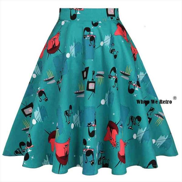 women animal cats print cotton skirt vd0020 blue green high waist a line swing vintage punk goth skirt, Black
women animal cats print cotton skirt vd0020 blue green high waist a line swing vintage punk goth skirt, Black