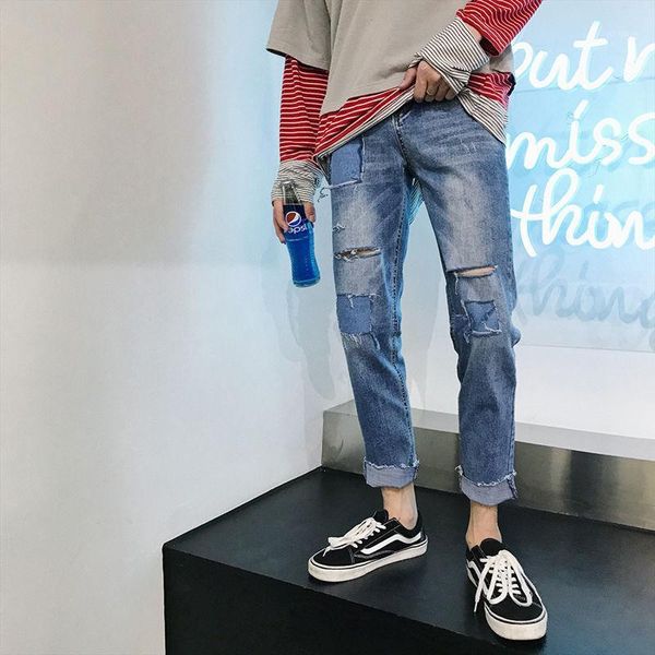 2020 spring and summer new youth popular men's loose hole patch solid color jeans fashion casual straight pants blue -2xl1
2020 spring and summer new youth popular men's loose hole patch solid color jeans fashion casual straight pants blue -2xl1