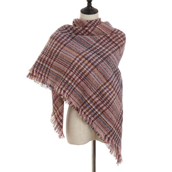 2020 striped women scarf winter cashmere scarves square shawls for lady wraps knit blanket foulard bandana neck warm scarfs sqcgkx, Blue;gray