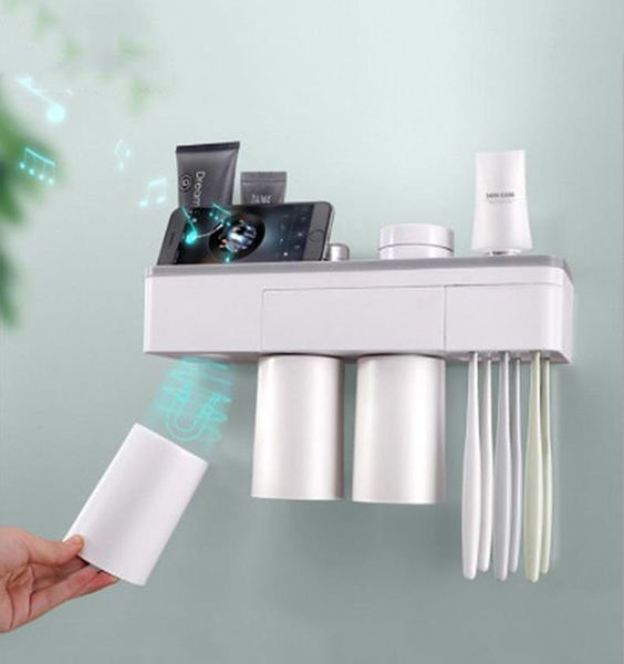 bath accessory set creative toothbrush holder automatic toothpaste dispenser extruder magnetic suction cup for bathroom storage shelf
bath accessory set creative toothbrush holder automatic toothpaste dispenser extruder magnetic suction cup for bathroom storage shelf