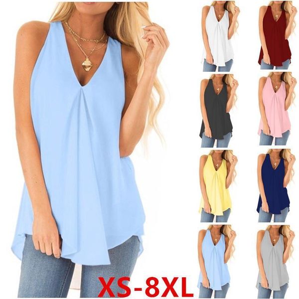 new summer plus size 8xl women chiffon casual loose v-neck sleeveless pullover vest solid color white black blue tank
new summer plus size 8xl women chiffon casual loose v-neck sleeveless pullover vest solid color white black blue tank