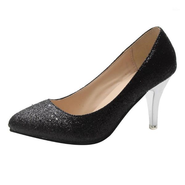sagace wedding shoes women high heel bling heels pumps shoes party ladies pointed toe thin high heel single1, Black